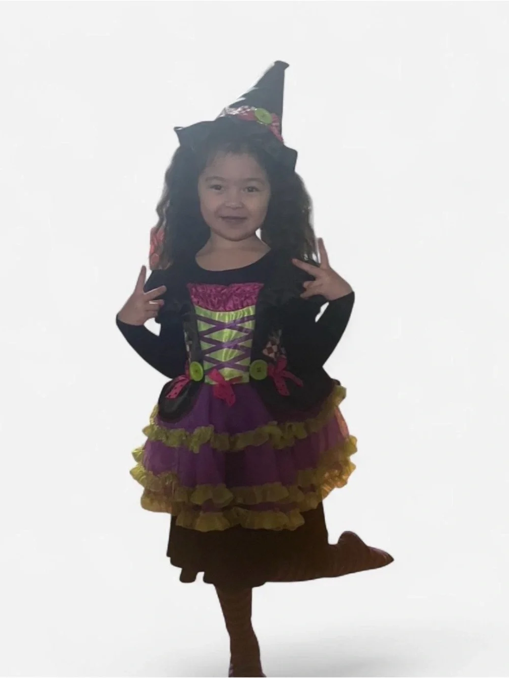 Girls' Purple & Lime Ruffled Halloween Costume Dress - Kids Costume